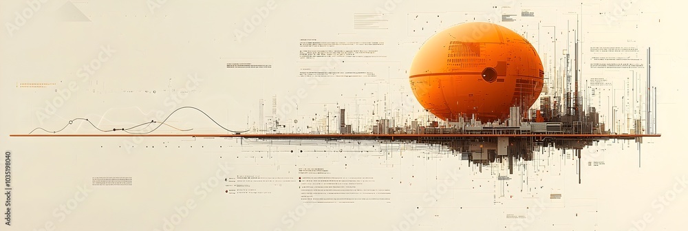 Aufkleber Flowing Abstract Lines and Waves Representing the Dynamic Visualization of Data Information or Sound Frequencies  Elegant and Modern with Minimal Harmonious Composition