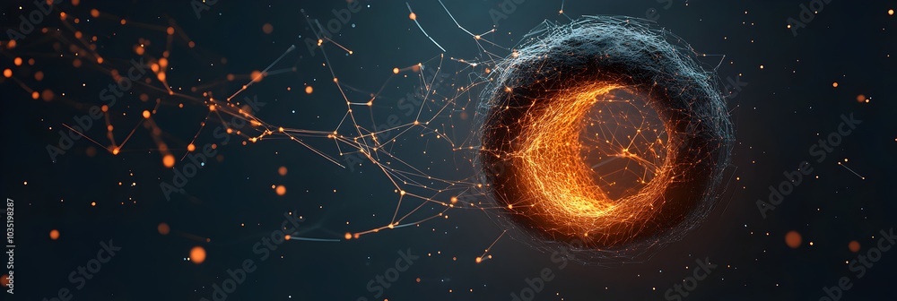 Poster futuristic abstract background with glowing wireframe shapes digital textures and dynamic geometric 