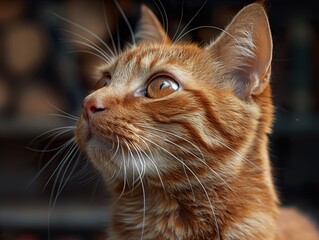 Close Up Portrait of a Curious Orange Cat