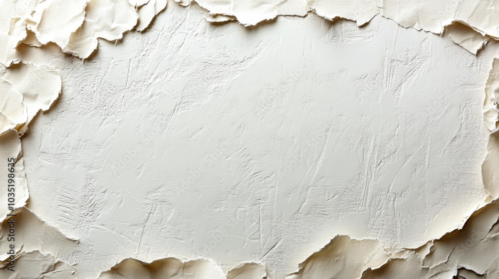 Poster a textured white wall showcases layers of peeling paint, creating an interesting contrast with the s