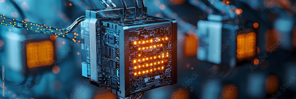Aufkleber glowing sequence of interconnected blockchain data blocks showcasing the technological innovation an