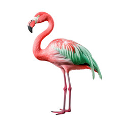 Fototapeta premium pink and green flamingo transparent background