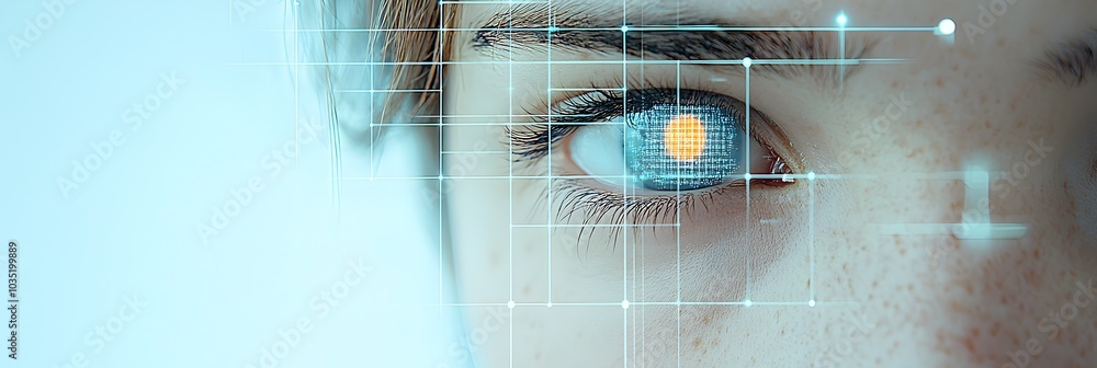Aufkleber Intelligence Face Recognition Interface with Overlaying Grid Patterns Representing Biometric Data Analysis and Identification Technology