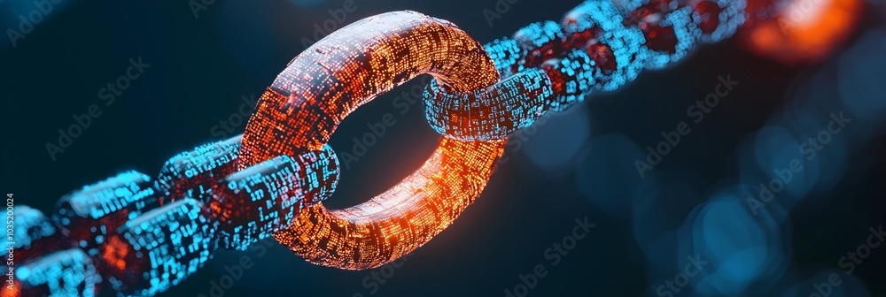 Poster Interconnected blockchain data blocks glowing in a futuristic digital sequence