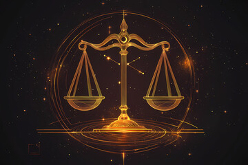 An elegant and balanced symbol representing the Libra zodiac sign, often depicted as a set of scales