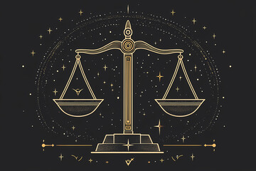An elegant and balanced symbol representing the Libra zodiac sign, often depicted as a set of scales