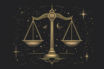 An elegant and balanced symbol representing the Libra zodiac sign, often depicted as a set of scales