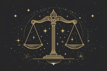 An elegant and balanced symbol representing the Libra zodiac sign, often depicted as a set of scales
