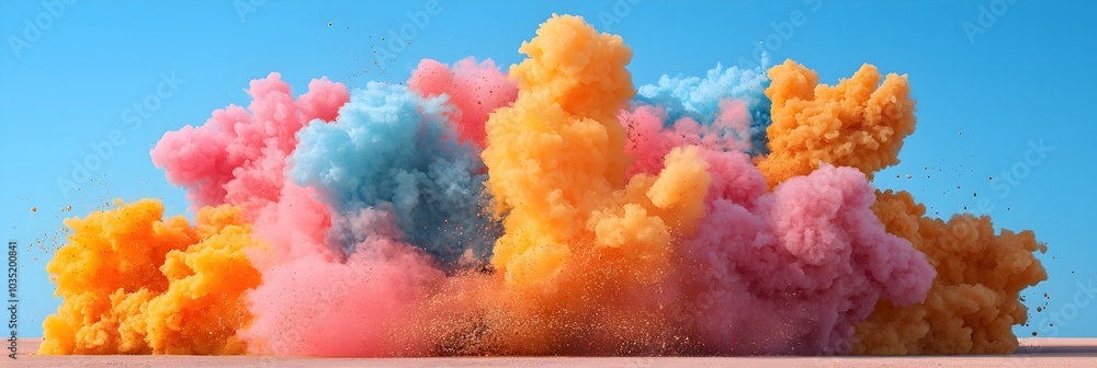 Leinwandbilder Mesmerizing abstract artwork showcasing swirling and billowing colorful smoke formations creating dynamic and enchanting shapes and patterns