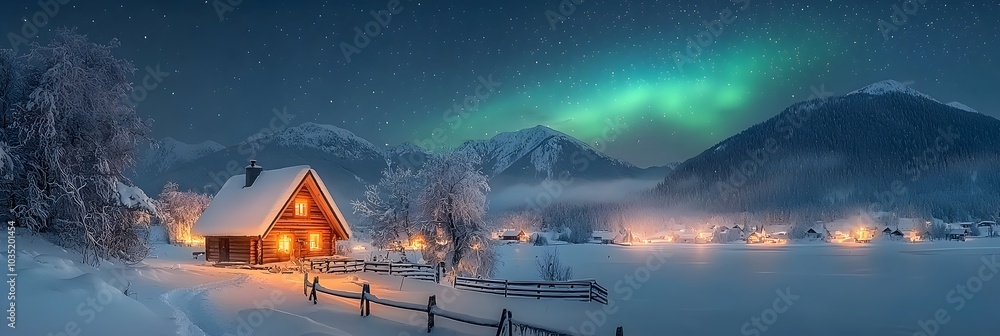 Poster mesmerizing display of the aurora borealis the natural light show in the night sky illuminating the 
