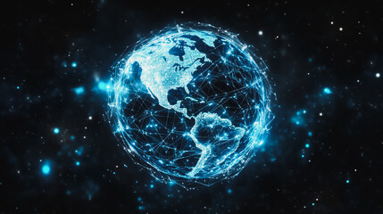 Fototapeta premium abstract business connection of line from nail node to node on world map background Innovation network points Earth's surface