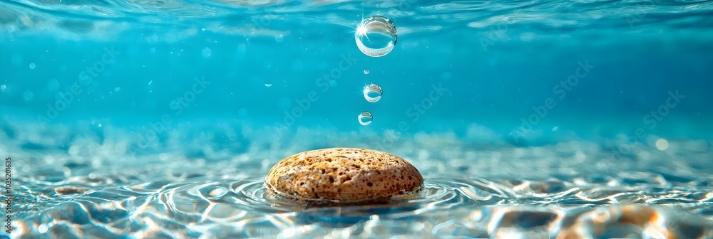 Poster mesmerizing ripple effects and light patterns reflecting on tranquil water surface ethereal calming 