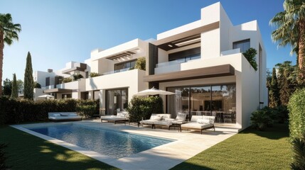 A contemporary townhouse with sleek design and premilum location, symbolizing a profitable real estate opportunity with excellent sales potentia