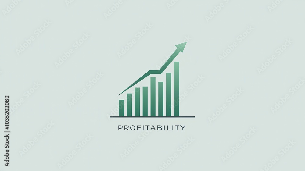 Poster upward trending growth chart graph displaying an increase in profitability financial success and pos