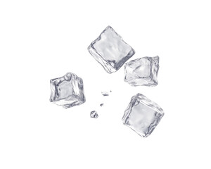 ice cubes on transparent background