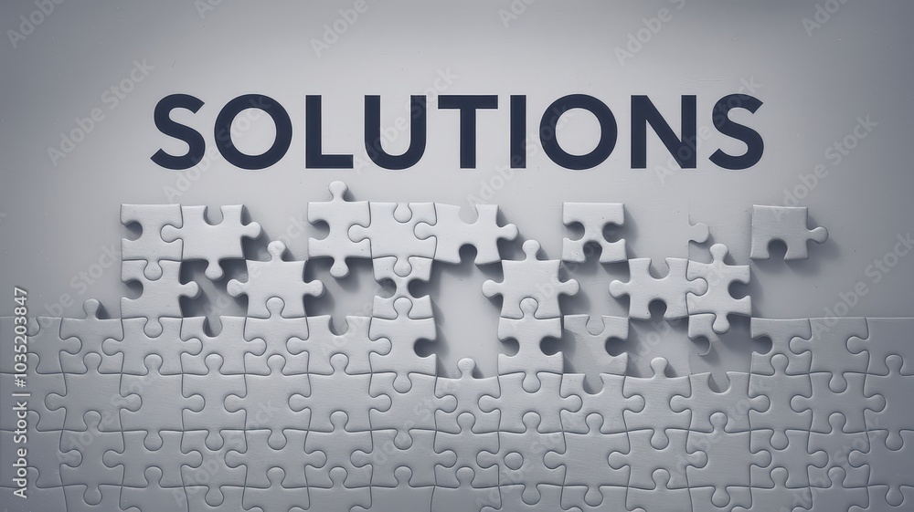Poster solving challenges with strategic solutions for business success a puzzle of teamwork planning and i
