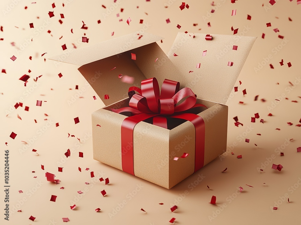 Poster presented on white background with shadow 3d rendering of white present box or blank gift box with r