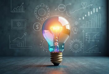 Shining Idea and Symbol of Creativity - Bright Light Bulb Representing Business and Creative Thinking