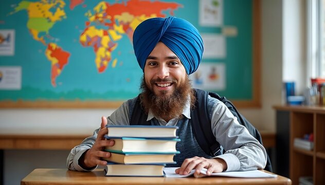 Sikh student in classroom