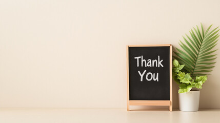 "Thank You" written on a small blackboard with chalk propped up against a light-colored wall, simplicity, gratitude, chalkboard, minimalism