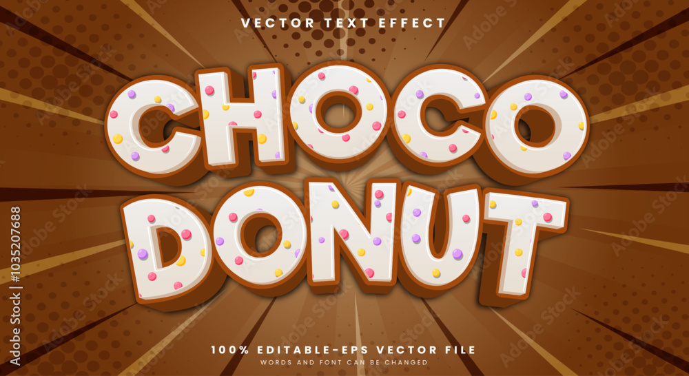Poster choco donut 3d editable text effect template