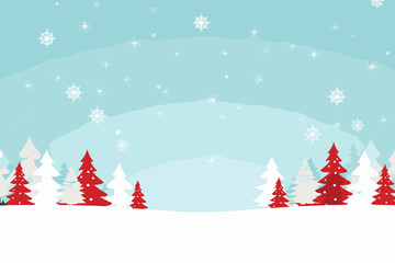 Fototapeta premium An illustration captures a peaceful snowy night in a forest, with snowflakes falling gently among the trees, all set against a serene backdrop that allows for personalization.