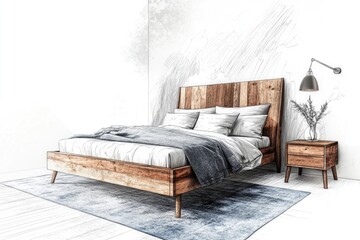 A simple bed placed in a cozy bedroom with calm atmosphere