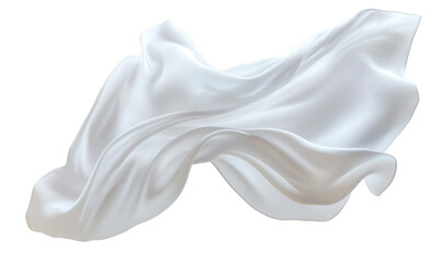 Floating elegant white fabric on transparent background