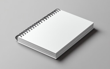 3D spiral binder notebook mockup on a soft gray background, realistic design ideal for product mockups and creative projects