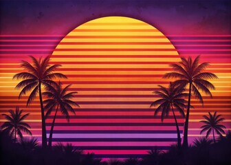 Obraz premium Embrace the nostalgia of retro striped sunset designs featuring warm hues, ideal for home decor, fashion, and art prints, captivating retro lovers and aesthetic fans.
