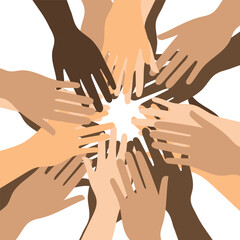 Hands in Unity with white background means Together we belong Illustration, suit for campaign for diversity equity background