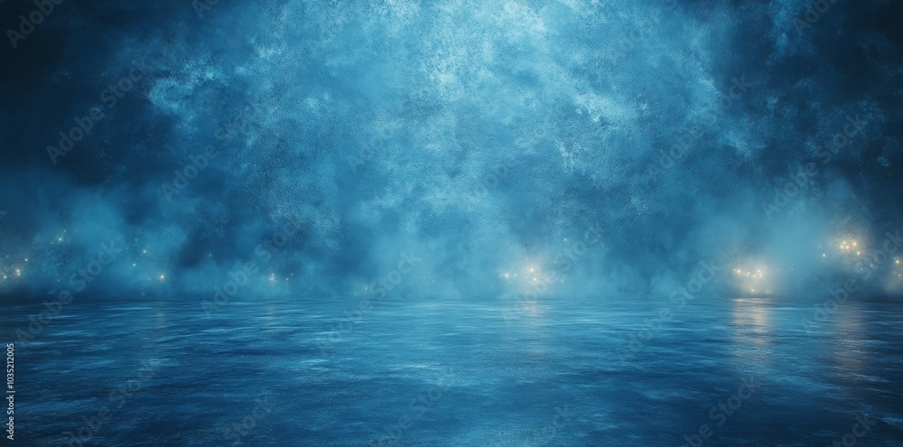 Poster the space is an empty and grungy blue studio room background, which can be used as a background and 