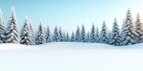 Fototapeta premium Snowy Winter Landscape with Pine Trees
