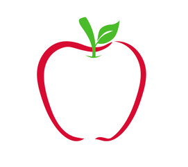 Apple logo on white background. Red apple line icon. Apple fruit for healthy. Vector illustration