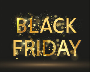 A black friday poster with a gold background that says black friday.