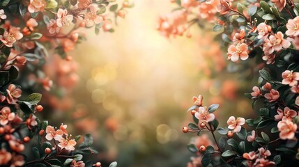 Fototapeta premium Spring blossoms in soft sunlight background