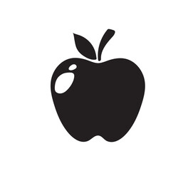 Apple icon. Apple silhouette on white background. apple with leaf. Healthy food. Vector illustration
