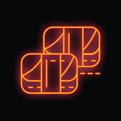 Neon sign of a typical element of japanese cuisine, glowing on a dark background