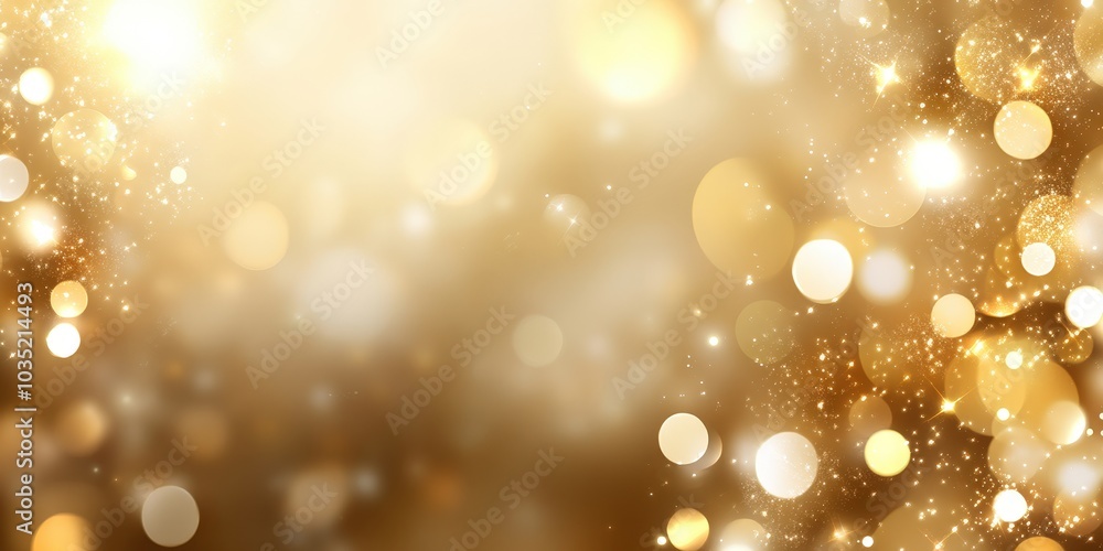 Poster golden bokeh background with sparkling lights