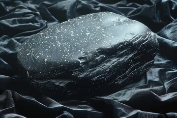 Obraz premium Anatase stone resting elegantly on black velvet with striking details and cinematic lighting