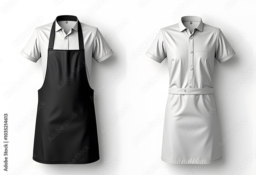 Poster blank apron with strap mockup, top view, 3d rendering. empty chef or waiter uniform mock up, isolate