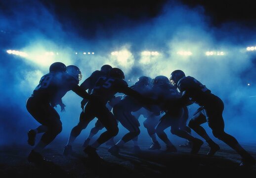 Football Huddle Silhouettes.