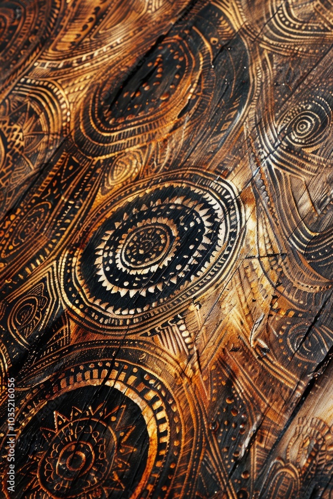 Aufkleber a close-up view of a wooden table featuring a distinctive pattern