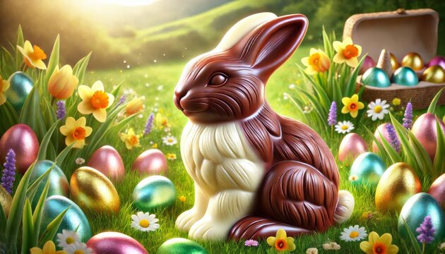 Schokoladen-Osterhase aus wei&szlig;er und brauner Schokolade