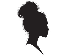 Beautiful face woman silhouette, Silhouette of a woman, Decorative fashion girl for beauty salon design.