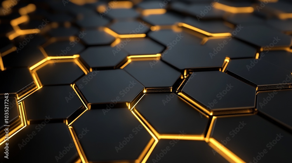Aufkleber abstract hexagonal pattern with glowing edges