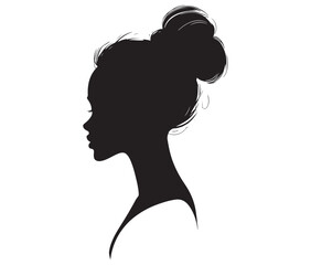 Beautiful face woman silhouette, Silhouette of a woman, Decorative fashion girl for beauty salon design.