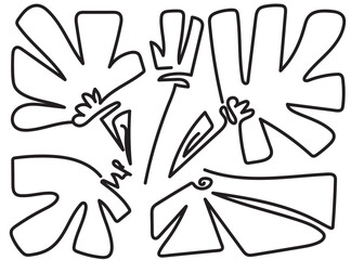 Obraz premium Hand drawn flower isolated. Doodle sketch of flowers, blossom scribble design elements, bloom drawing