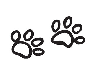 Paw print icon, dog foot traces, cat legs print, pet footprint silhouette, minimal animal tracks symbol