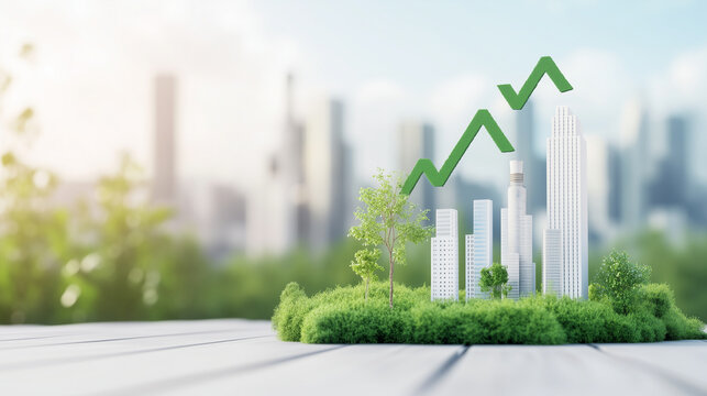 Visual representation of carbon emissions decreasing over time, with industries shifting to green technologies, SustainableClimateVisuals, sustainability, climate action, environme